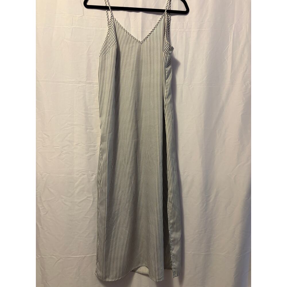 A New Day Slip Dress White Black Striped Sz Sf